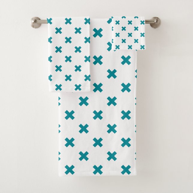 Crochets turquoises sur blanc (En situation)