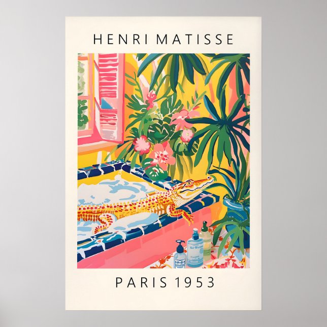 Crocodile dans le bain Impression Drôle Rose Salle (Devant)