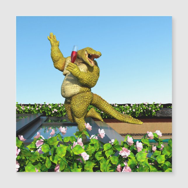 Crocodile drôle Champagne Fête Piscine Art (Devant)
