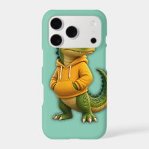 Crocodile drôle en sweat à capuche jaune et téléph