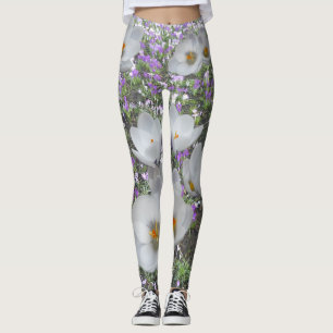 Crocus blancs Fleurs de printemps Leggings
