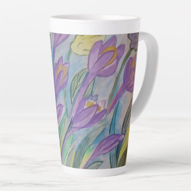 Crocus Latte Mug Abstrait au printemps (Angle droit)