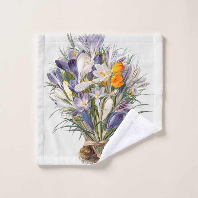 Crocus Spring Flower Botanique Floral Art (Gant de toilette)