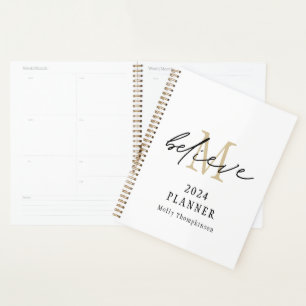 Croire Script 2024 Monogramme Nom initial Blanc