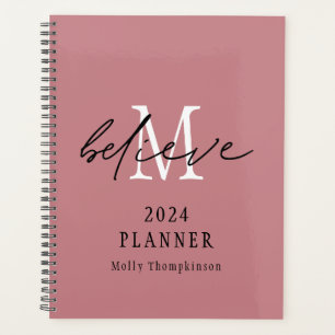 Croire Script 2024 Monogramme Nom initial Rose