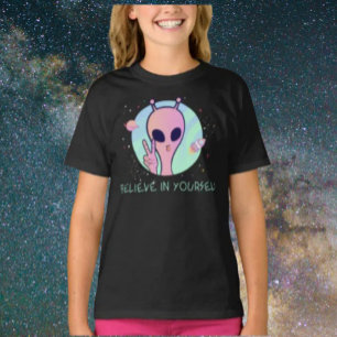 Crois En Toi-même T-shirt Enfants Alien Rose