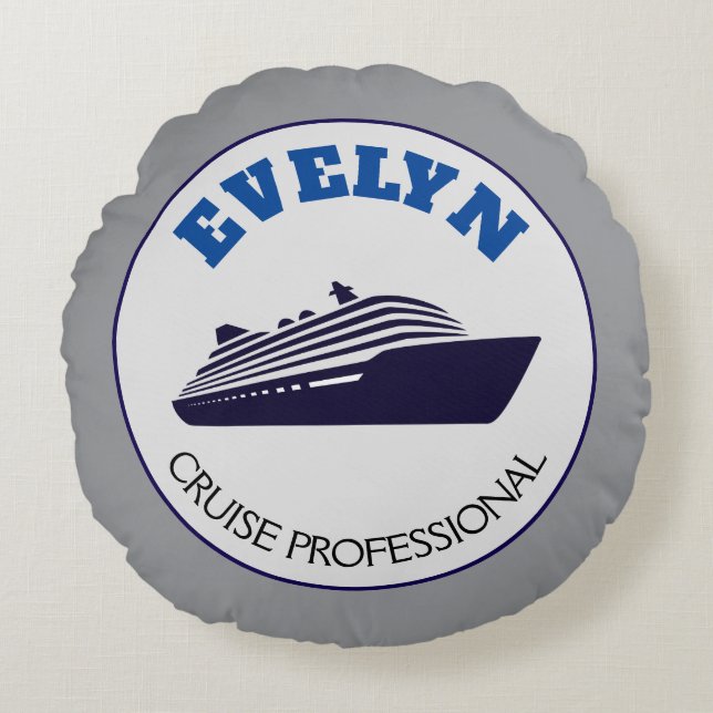 Croisière Professionnel Coussin Rond Nom Cadeau (Devant)