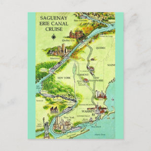 Croisière sur le canal Érié Carte postale vintage