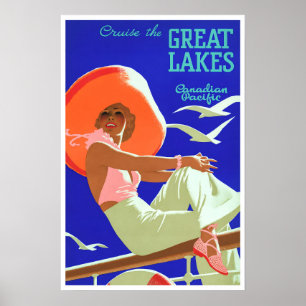 Croisière sur les Grands Lacs Affiche de voyage de