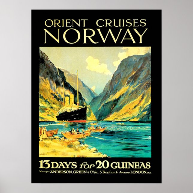 Croisières orientales en Norvège, affiche de voyag (Devant)