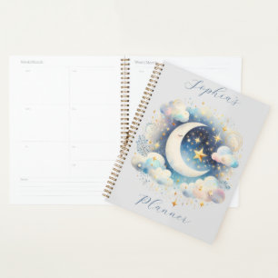 Croissant de Lune Céleste Bohème Moderne Bleu et B
