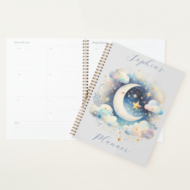 Croissant de Lune Personnalisé Or Nuit Céleste (Devant avec enveloppe)