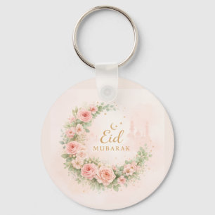 Croissant Floral Eid Mubarak Porte-clés – Rose Pâl