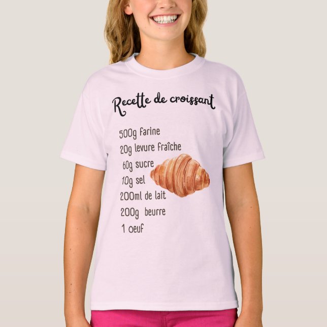 Croissant Pâtisserie Recette Enfants Ados T-shirt  (Devant)