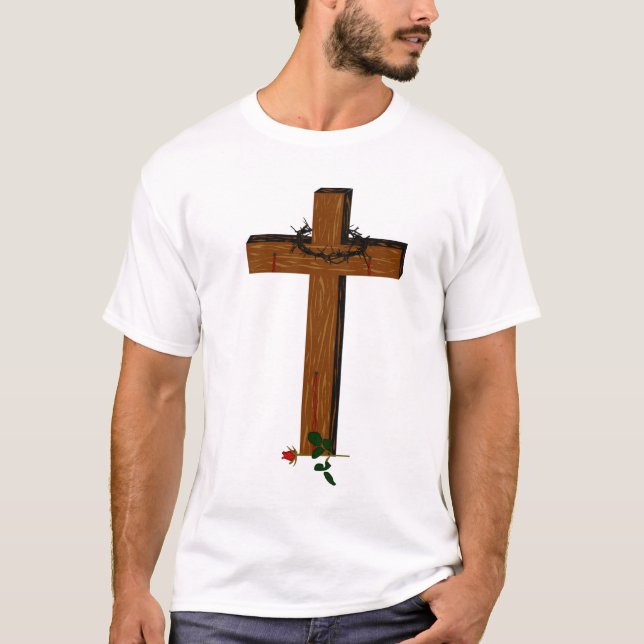 Croix Avec Une Serrure Et T-Shirt Rose (Devant)