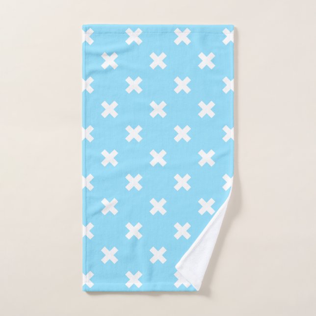 Croix blanche sur le bleu bébé (Serviette à main)