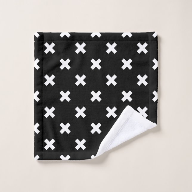 Croix blanche sur le noir (Gant de toilette)