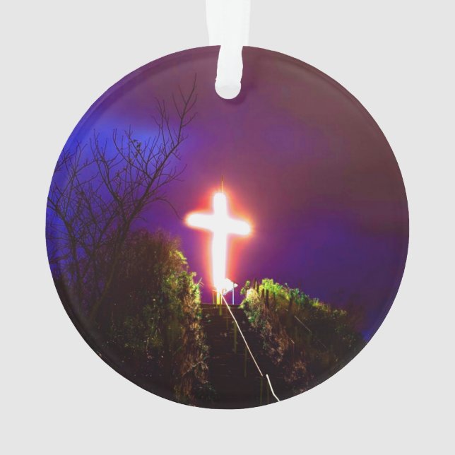 Croix brillante à la nuit Dieu aime (dos)