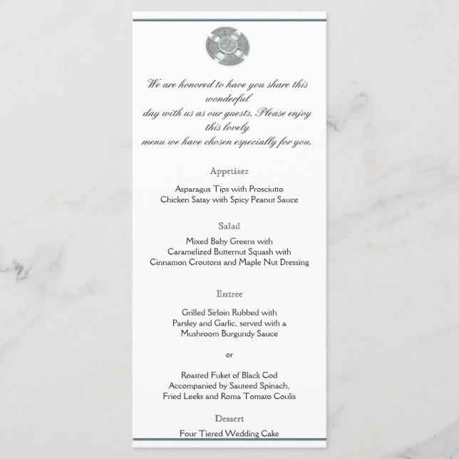 Croix celtique en Argent et Mariage blanc Menu (Devant)