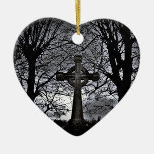 Croix celtique et arbres coeur ornement de Noël