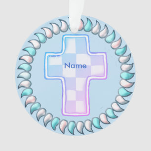 Croix chrétienne à cocher bleu