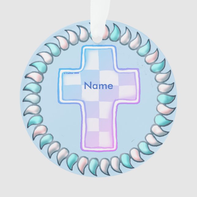 Croix chrétienne à cocher bleu (devant)