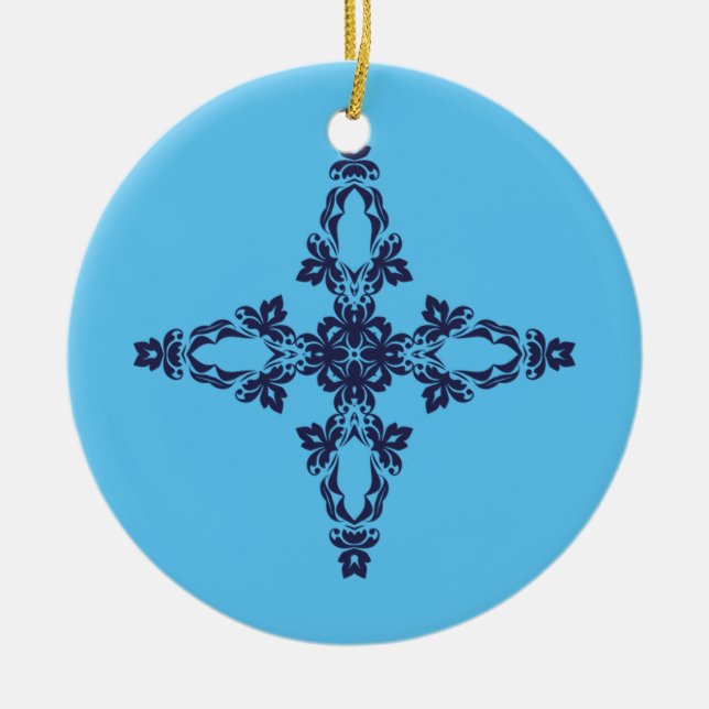 Croix chrétienne avec ornement bleu (Devant)