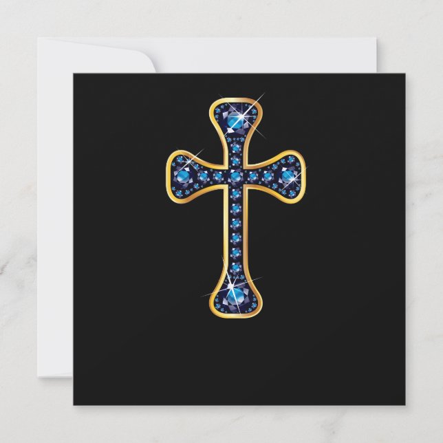 Croix chrétienne avec pierres "Sapphire" (Devant)