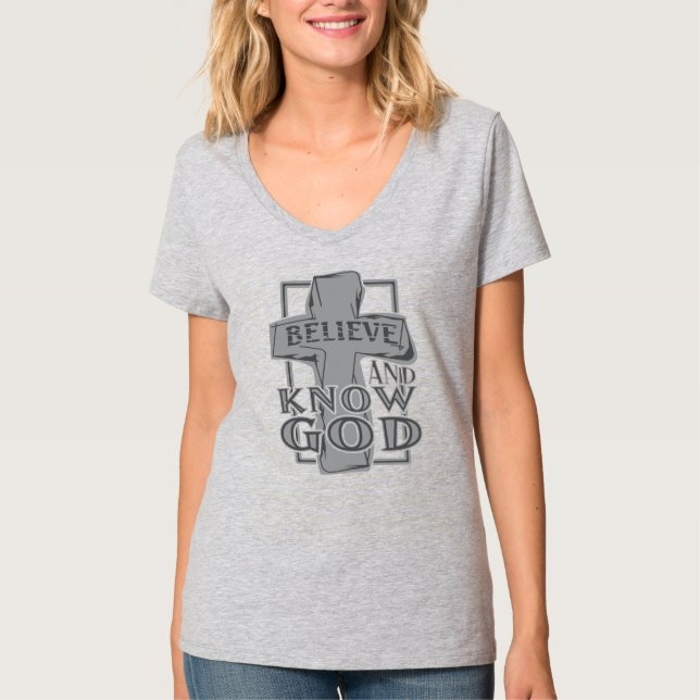 Croix chrétienne du Christ sur T-shirt gris pierre (Devant)