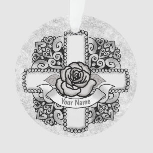 Croix chrétienne en filigrane de rose