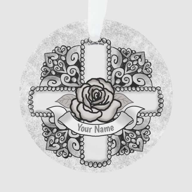 Croix chrétienne en filigrane de rose  (devant)