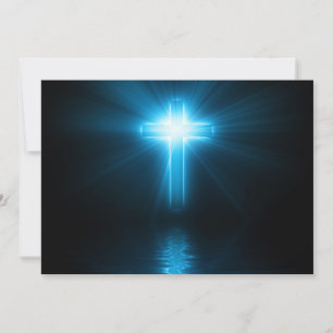 Croix chrétienne en lumière bleue