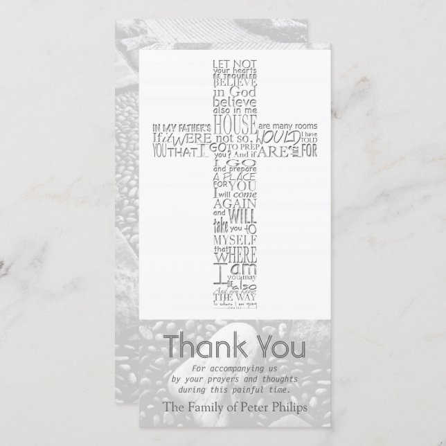 Croix chrétienne Jean 14 Merci de sympathie 3 (Devant / Derrière)