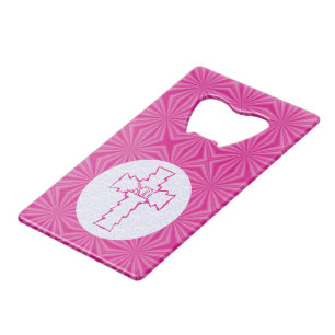 Croix chrétienne rose vif en zig-zag sur fond blan