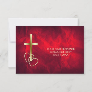 Croix chrétienne rouge mariage RSVP