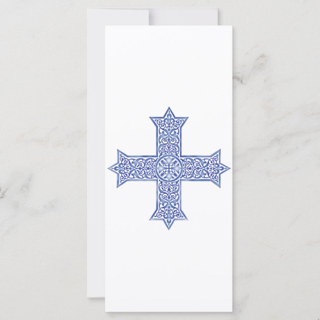 Croix copte d'art en Lapis Bleu Premium (Devant)