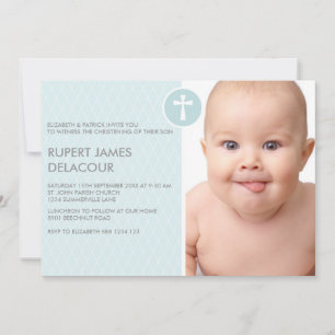 Croix de Diamant Bleu - Invitation Christening Pho