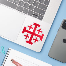 Croix de Jérusalem Deus Vult Autocollant Chrétien
