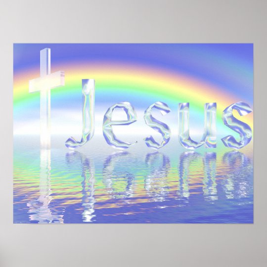 Croix de Jésus d'arc-en-ciel Poster