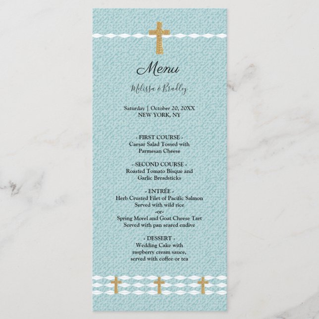 Croix de lumière Jésus Christ Mariage Menu (Devant)