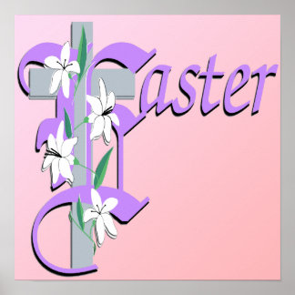 Croix de Pâques avec affiche Lilly