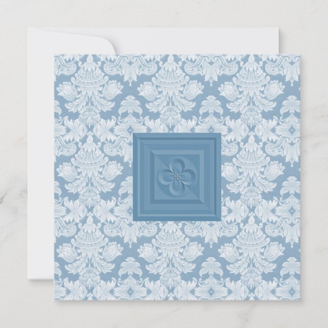 Croix de Quatrefoil et invitation bleue de mariage (Devant)