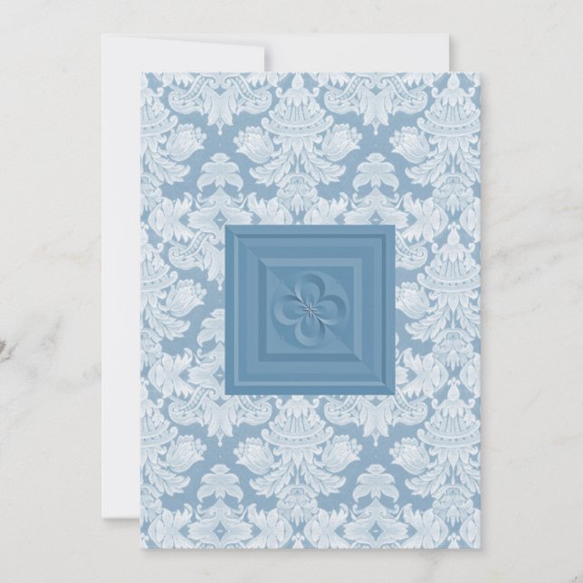 Croix de Quatrefoil et invitation bleue de mariage (Devant)