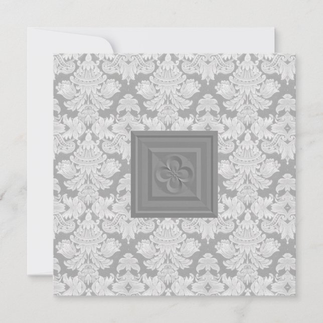 Croix de Quatrefoil et invitation grise de mariage (Devant)