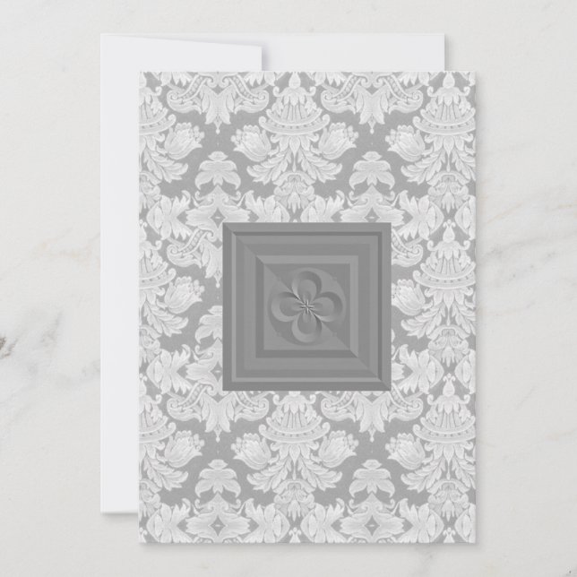 Croix de Quatrefoil et invitation grise de mariage (Devant)
