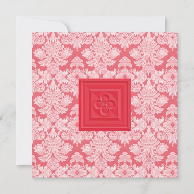 Croix de Quatrefoil et invitation rouge de mariage (Devant)