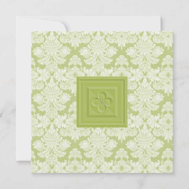 Croix de Quatrefoil et invitation verte de mariage (Devant)