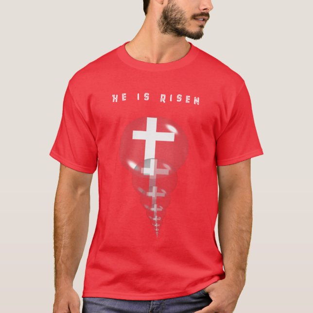 Croix de résurrection Il est ressuscité T-shirt (Devant)