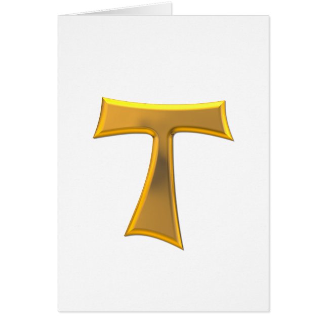 Croix de Tau franciscaine en 3D d'or (Devant)