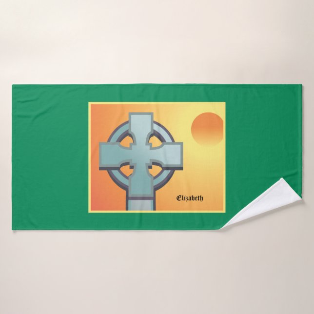 Croix des bénédictions irlandaises personnalisée (Serviette de bain)